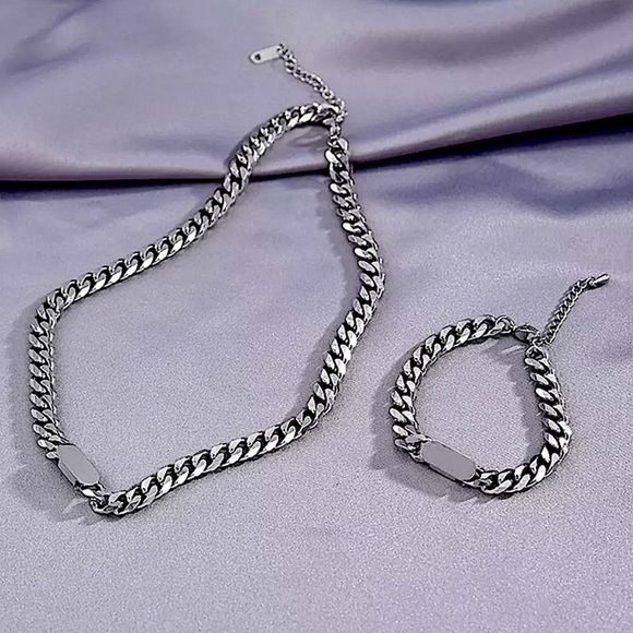 Stainless Steel Cuban Chain Link Bracelet Bar - Picture 3 of 3